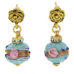 ベネチアングラス(ムラノガラス)　ピアス　マグニフィカ　アンティーク　スタッド　ボールピアス