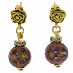 ベネチアングラス(ムラノガラス)　ピアス　マグニフィカ　アンティーク　スタッド　ボールピアス