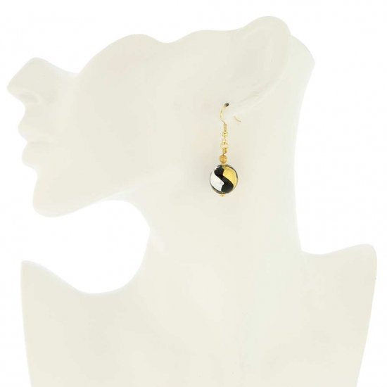 ベネチアングラス(ムラノガラス)　ピアス　ゴールドアンドシルバー　ディスクピアス