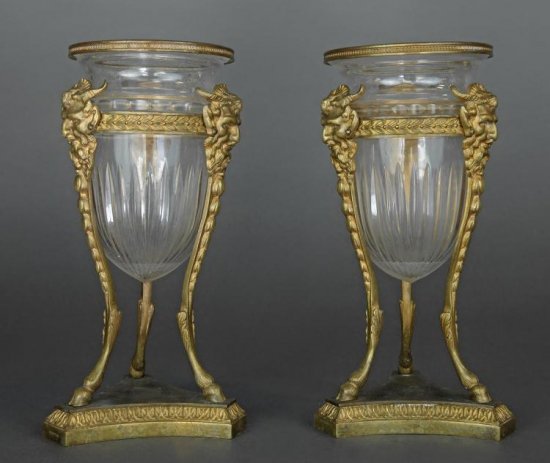 360	バカラ　ガラス花瓶　French Pair of Bronze Lot 100M