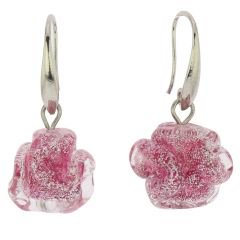 ベネチアングラス(ムラノガラス)　ピアス　ムラノ　ローズフラワーピアス