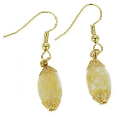 ベネチアングラス(ムラノガラス)　ピアス　カ・ドーロ　オリーブピアス