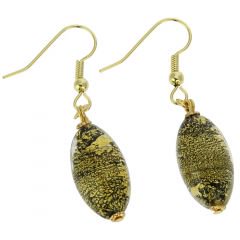 ベネチアングラス(ムラノガラス)　ピアス　カ・ドーロ　オリーブピアス