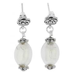 ベネチアングラス(ムラノガラス)　ピアス　アンティコ　テッソロ　オリーブピアス