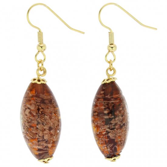 ベネチアングラス(ムラノガラス)　ピアス　スターライト　オリーブピアス