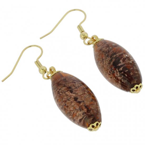 ベネチアングラス(ムラノガラス)　ピアス　スターライト　オリーブピアス