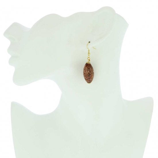 ベネチアングラス(ムラノガラス)　ピアス　スターライト　オリーブピアス