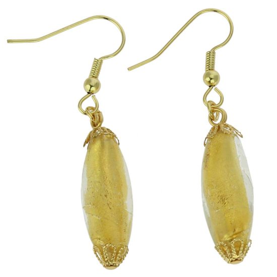 ベネチアングラス(ムラノガラス)　ピアス　ムラノガラス　オリーブピアス