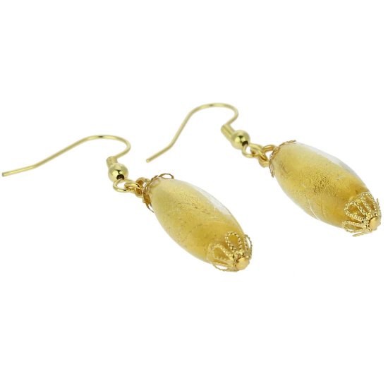 ベネチアングラス(ムラノガラス)　ピアス　ムラノガラス　オリーブピアス