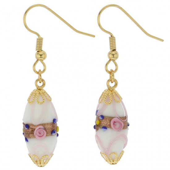 ベネチアングラス(ムラノガラス)　ピアス　マグニフィカ　アンティーク　オリーブピアス