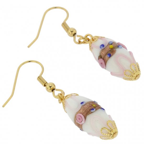 ベネチアングラス(ムラノガラス)　ピアス　マグニフィカ　アンティーク　オリーブピアス