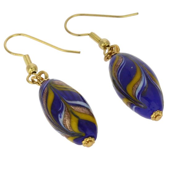 ベネチアングラス(ムラノガラス)　ピアス　ラグナムラノ　フェストーン　オリーブピアス