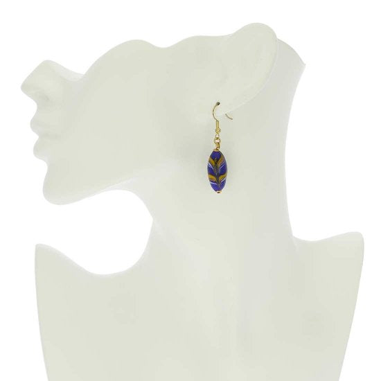 ベネチアングラス(ムラノガラス)　ピアス　ラグナムラノ　フェストーン　オリーブピアス