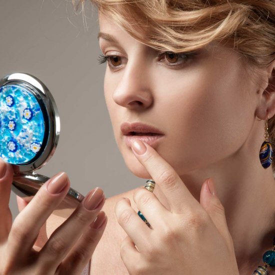 ベネチアングラス(ムラノガラス)　ピアス　ラグナムラノ　フェストーン　オリーブピアス