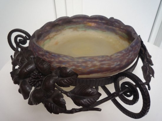 63	ミューラー兄弟　アールデコ調のガラスとブロンズの器