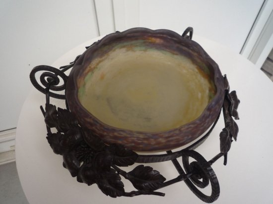 63	ミューラー兄弟　アールデコ調のガラスとブロンズの器