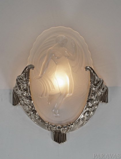 64	ミューラー兄弟　ペアフレンチアールデコ　ウォールスコーンス　ブロンズランプ　1925－1930