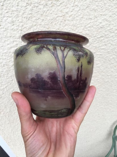 65	ミューラー兄弟　アールヌーボー　エッチング＆エナメル花瓶