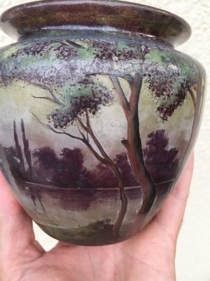 65	ミューラー兄弟　アールヌーボー　エッチング＆エナメル花瓶