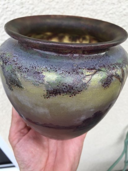 65	ミューラー兄弟　アールヌーボー　エッチング＆エナメル花瓶