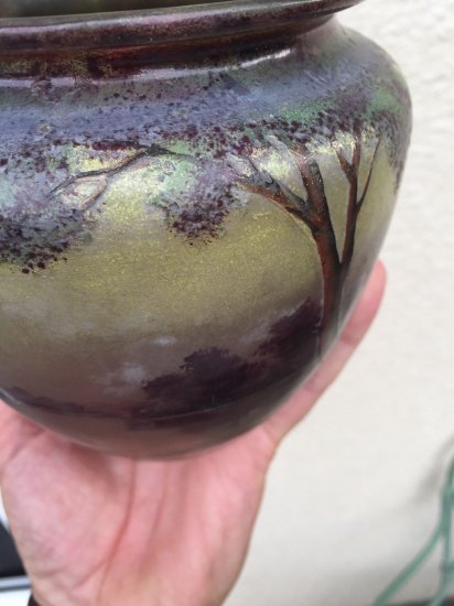 65	ミューラー兄弟　アールヌーボー　エッチング＆エナメル花瓶