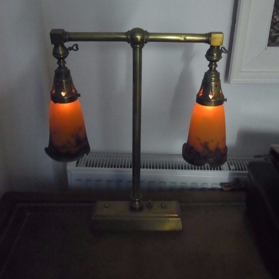 67	ミューラー兄弟　アールヌーボー　調整式ブラスデスクランプ