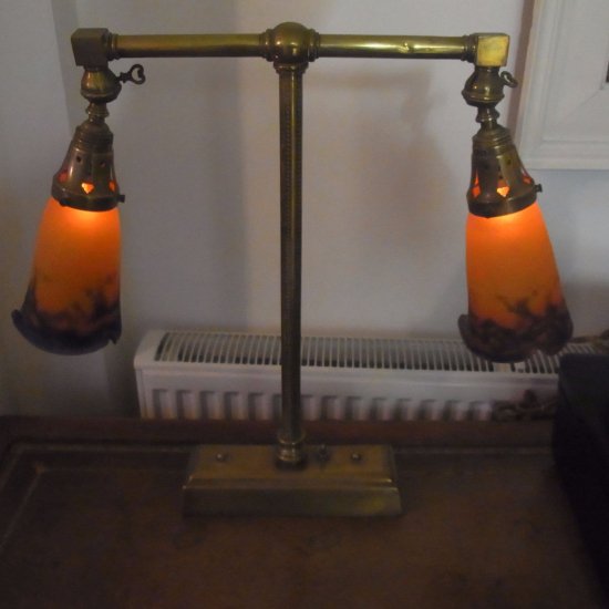 67	ミューラー兄弟　アールヌーボー　調整式ブラスデスクランプ
