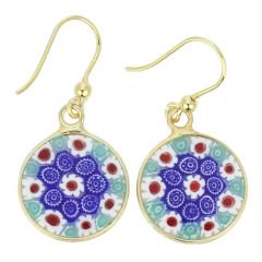 ベネチアングラス(ムラノガラス)　ピアス　ミレフィオリ　ラウンドダングリング　ピアス