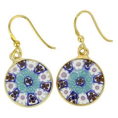 ベネチアングラス(ムラノガラス)　ピアス　ミレフィオリ　ラウンドダングリング　ピアス