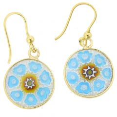 ベネチアングラス(ムラノガラス)　ピアス　ミレフィオリ　ラウンドダングリング　ピアス