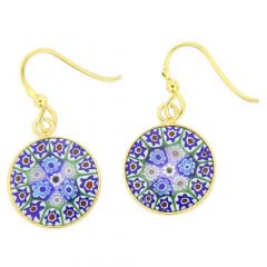 ベネチアングラス(ムラノガラス)　ピアス　ミレフィオリ　ラウンドダングリング　ピアス