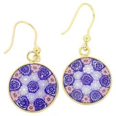 ベネチアングラス(ムラノガラス)　ピアス　ミレフィオリ　ラウンドダングリング　ピアス