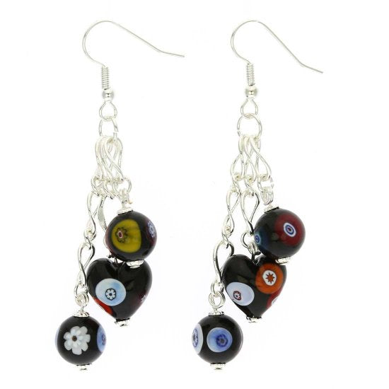 ベネチアングラス(ムラノガラス)　ピアス　ミレフィオリ　ファンタジー　ピアス