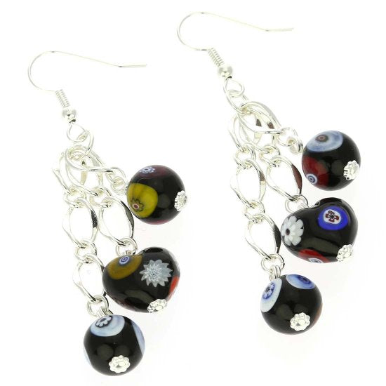 ベネチアングラス(ムラノガラス)　ピアス　ミレフィオリ　ファンタジー　ピアス