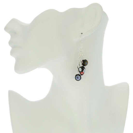 ベネチアングラス(ムラノガラス)　ピアス　ミレフィオリ　ファンタジー　ピアス