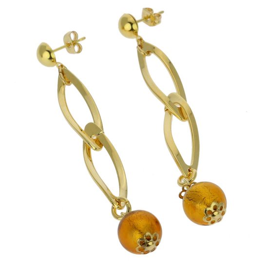 ベネチアングラス(ムラノガラス)　ピアス　ダングルピアス　ポンテベッキオ　ピアス