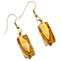 ベネチアングラス(ムラノガラス)　ピアス　ロイヤル　ブロック　ピアス