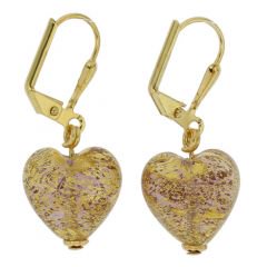 ベネチアングラス(ムラノガラス)　ピアス　カ・ドーロ　ムラノ　ハート　ピアス