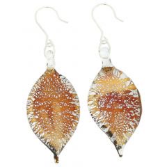 ベネチアングラス(ムラノガラス)　ピアス　シルバーレイン　ムラノリーフ　ピアス