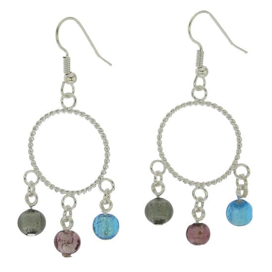 ベネチアングラス(ムラノガラス)　ピアス　ムラノ　ドロップダングル　ピアス