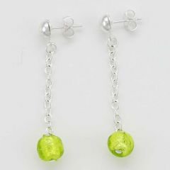 ベネチアングラス(ムラノガラス)　ピアス　シルバードロップ　ムラノダングル　ピアス