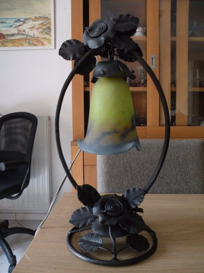 69	ミューラー兄弟　アールヌーボー　ガラスペーストランプ　1900年