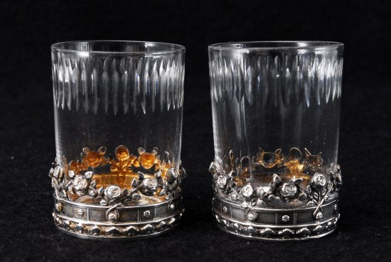 バカラ(baccarat)検 サンルイ シルバー装飾付き デカンタ＆リキュールグラス2客セット