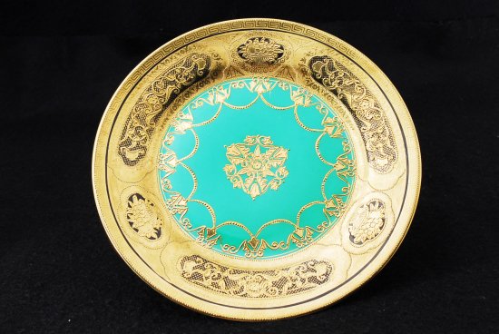 オールドノリタケ　金縁花柄グリーン　カップ＆ソーサー＆プレート