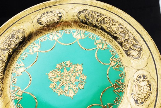 オールドノリタケ　金縁花柄グリーン　カップ＆ソーサー＆プレート