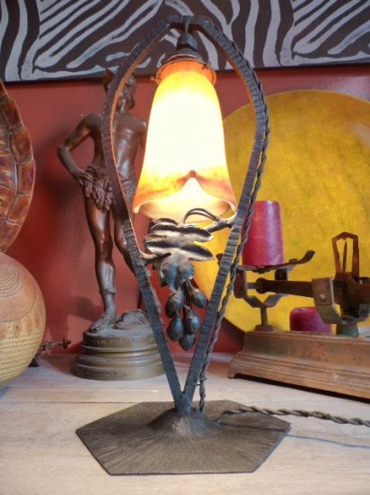 76	ミューラー兄弟　アールデコ　チューリップガラスペーストランプ　ドーム期（1930年）