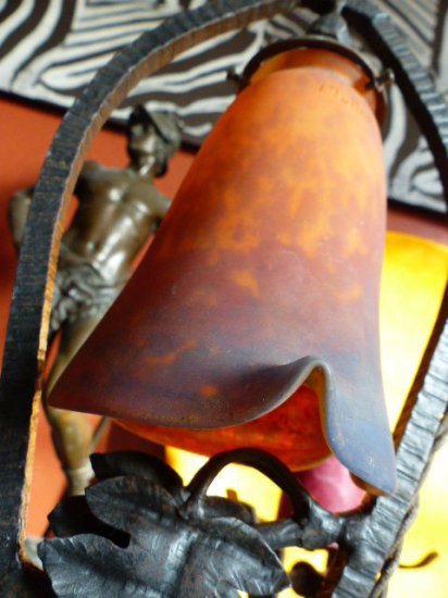 76	ミューラー兄弟　アールデコ　チューリップガラスペーストランプ　ドーム期（1930年）