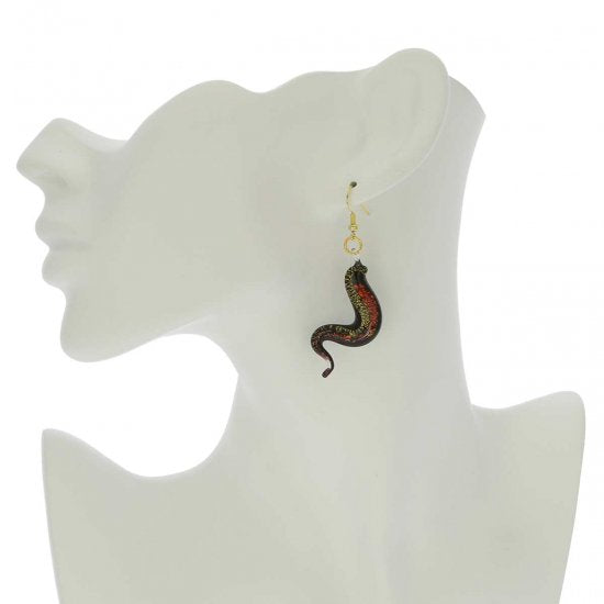ベネチアングラス(ムラノガラス)　ピアス　グレイスフル　スネイク　ピアス
