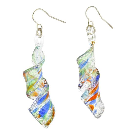 ベネチアングラス(ムラノガラス)　ピアス カレイドスコープ　スパイラル　ピアス