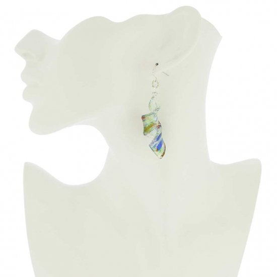 ベネチアングラス(ムラノガラス)　ピアス カレイドスコープ　スパイラル　ピアス